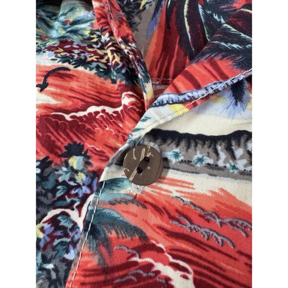 Birdwell Beach Britches Hawaiian Shirt Mens L Red Aloha Sunset California - Picture 3 of 9